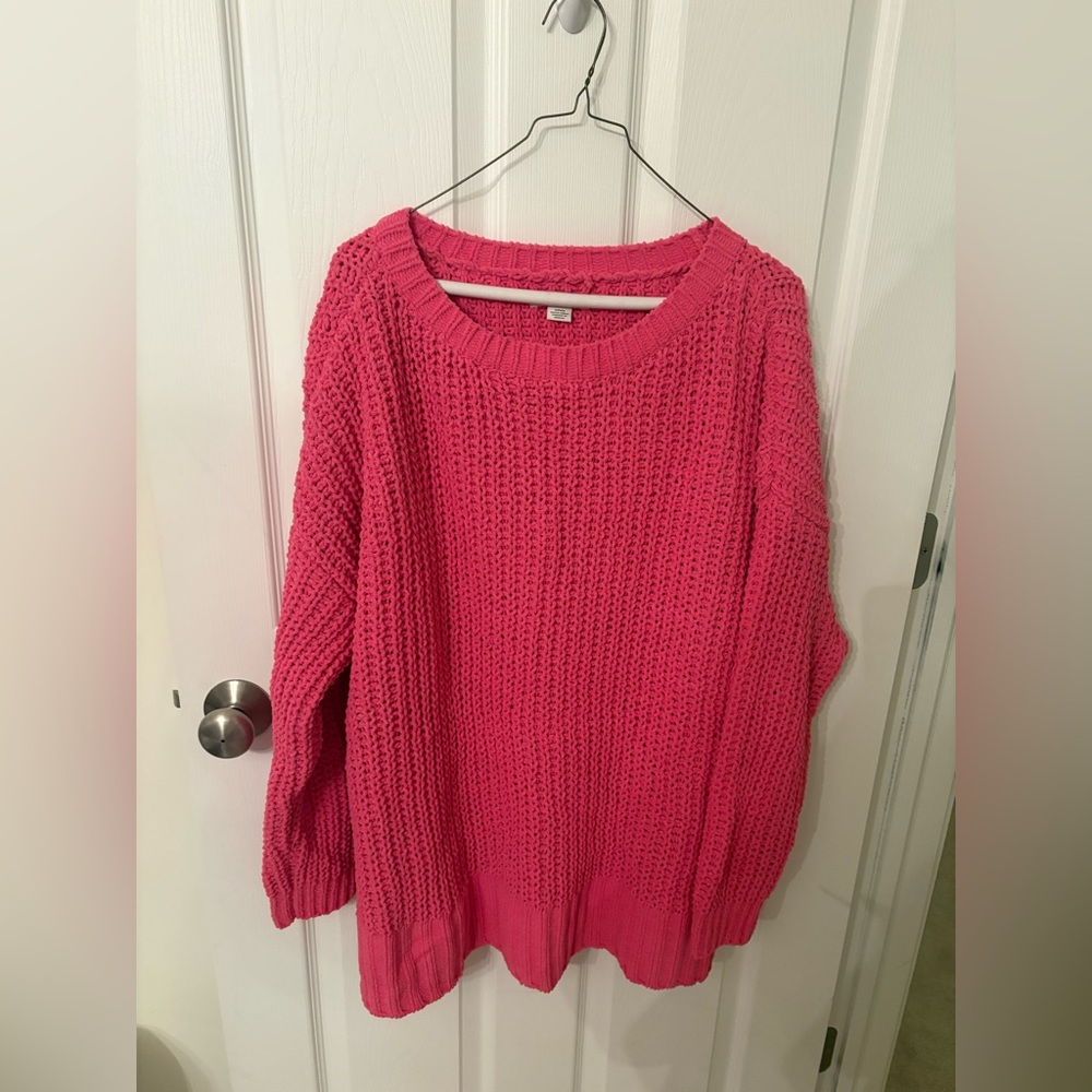 American Eagle Outfitters Vibrant Pink Crew Neck Sweater